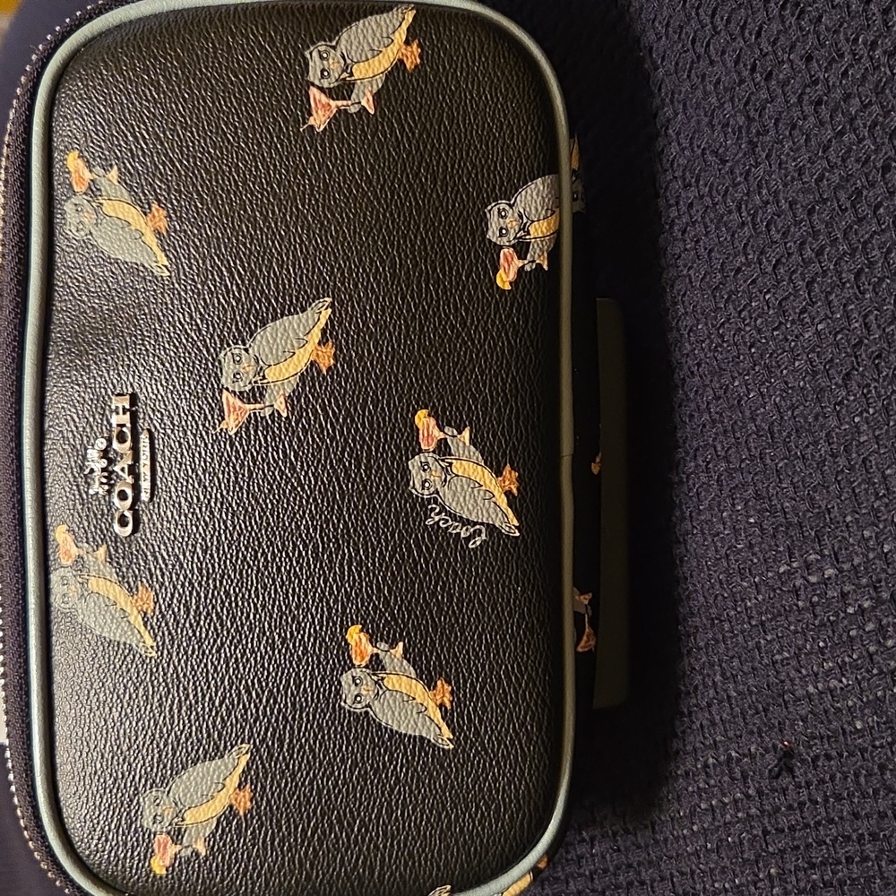Coach Black Crossbody Bag with Owl Print, Hangtag, Double Zipper - Picture 3 of 8